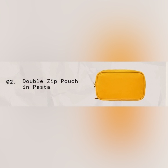 NWT Stoney Clover Lane - Double Zip Pouch - Pasta Limited Edition Golden Yellow - Picture 2 of 4